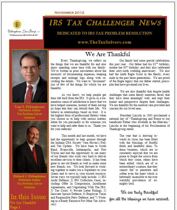 November 2012 Newsletter